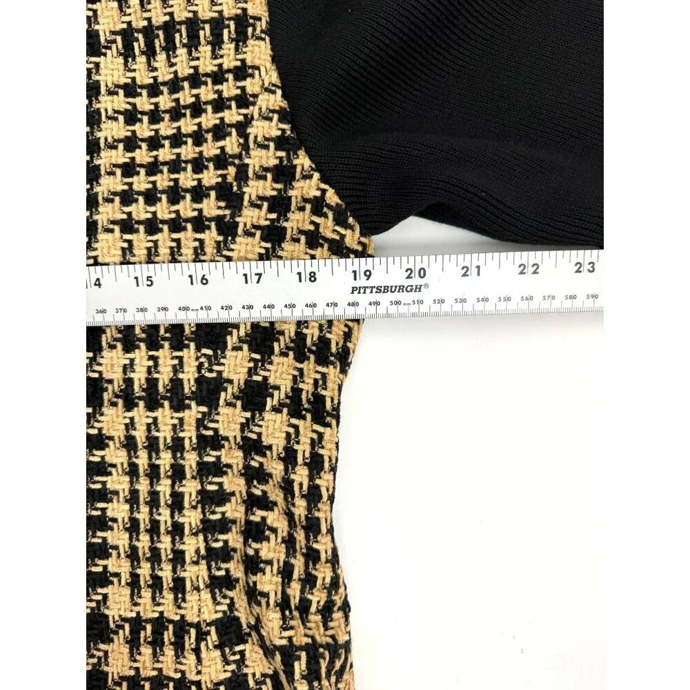 Vintage Emil‎ Rutenburg Womens Houndstooth Cardigan Jacket Black & Camel Size L